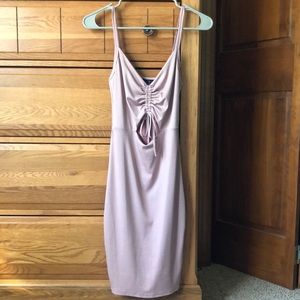 Pink Bodycon Ribbed Dress with Cut Out